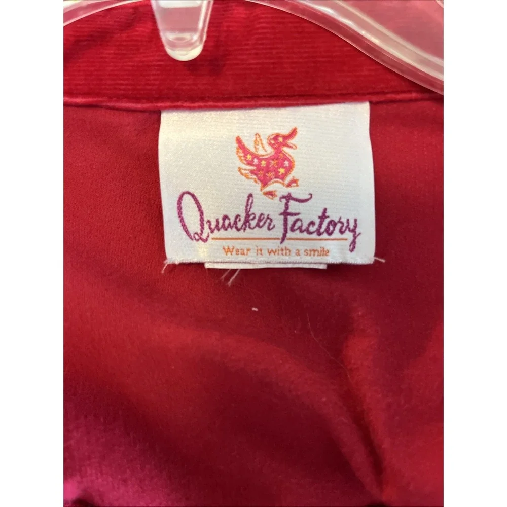 Vintage Quacker Factory Womens Jacket Red Corduroy Embellished Button Up Sz 3X - Picture 2 of 9